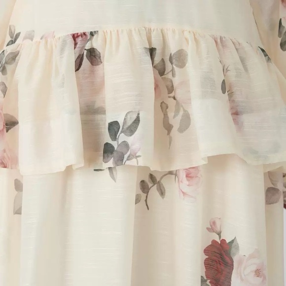 Designer-Style Floral Ruffle Maxi Dress - Picture 10 of 10